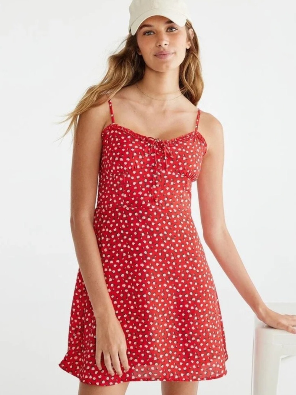 Aeropostale Sweetheart Floral Fit and Flare Red Dress